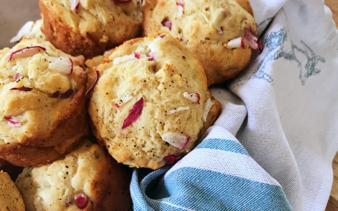 Savory Radish Muffins with Garlic and Chive Chèvre
