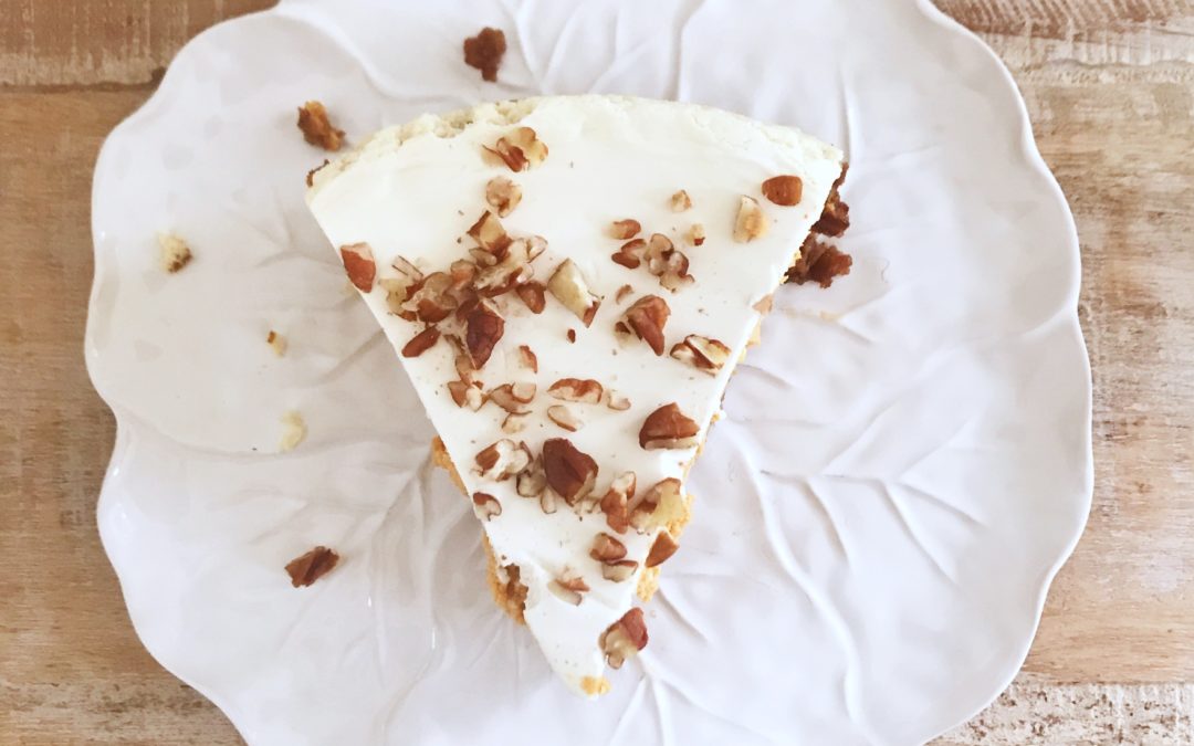 Pumpkin Chèvre Cheesecake with Bourbon-Sour Cream Topping